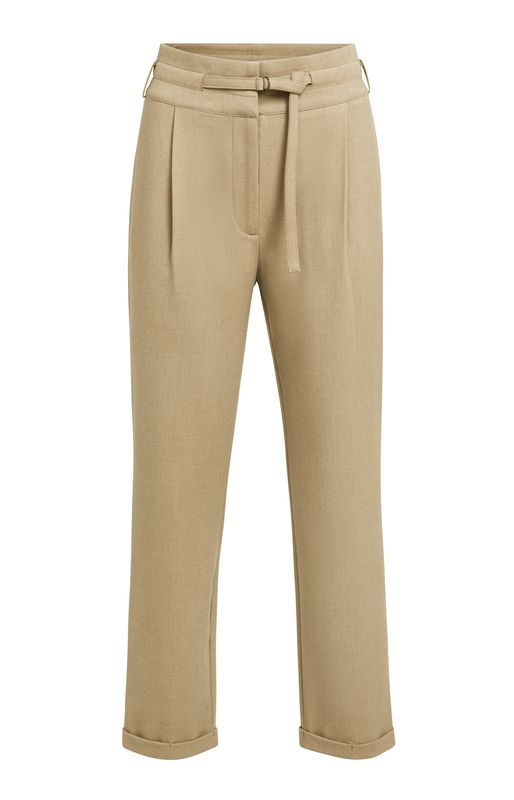 YaYa Zachte geweven broek met hoge taille CORNSTALK BROWN MELA 01-301287-609