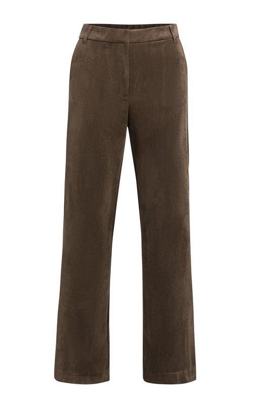 YaYa Suede broek met wijde pijpen SLATE BLACK BROWN 01-309283-609