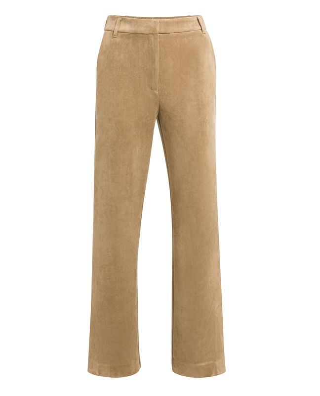 YaYa Suede broek met wijde pijpen OTTER BROWN 01-309283-609