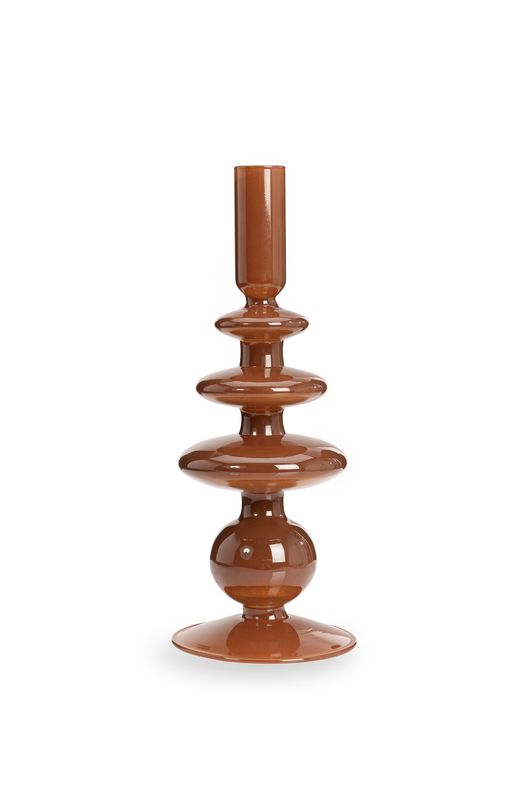 YaYa Glossy candle holder brown M BROWN 23-200048
