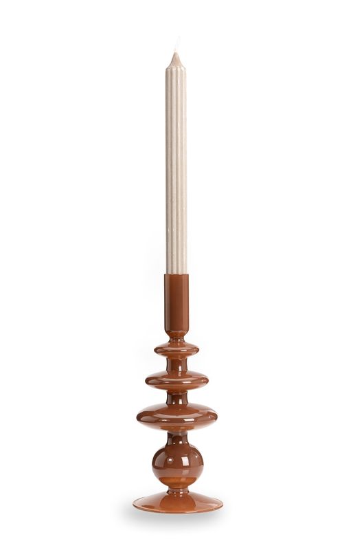 YaYa Glossy candle holder brown M BROWN 23-200048