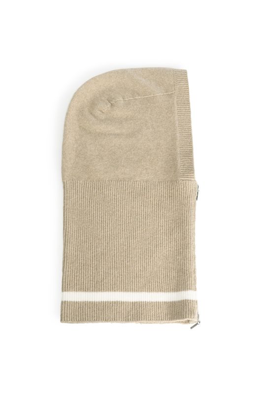 YaYa Gebreide capuchonsjaal met rits PURE CASHMERE BROWN 03-300021-609