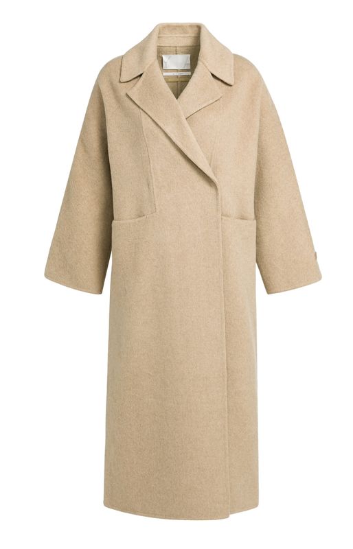 YaYa Extra lange geweven wollen jas CORNSTALK BROWN MELA 02-011026-609