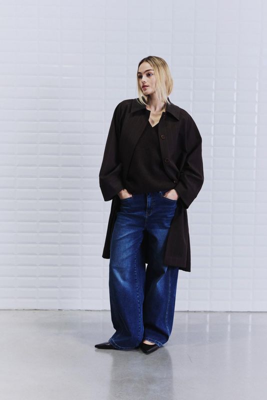 WithBlack WBLJAYLINE TAILORED COAT Dark brown stripe 00001752