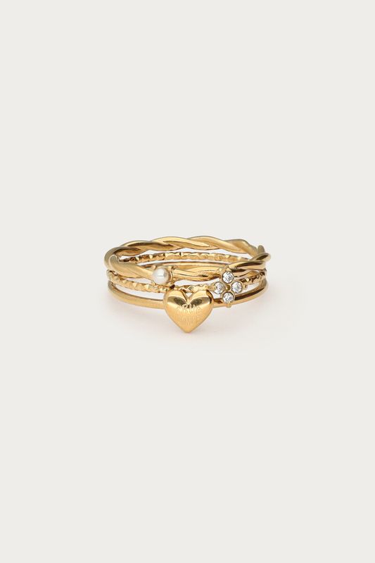 My Jewellery Ring triple true love strass pearl Gold MJ14834