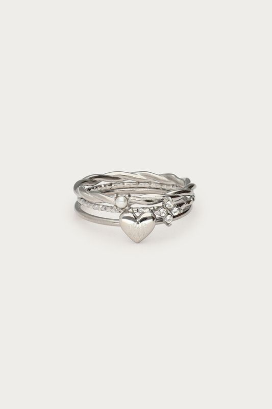 My Jewellery Ring triple true love strass pearl Silver MJ14834