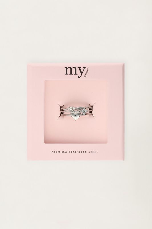 My Jewellery Ring triple true love strass pearl Silver MJ14834