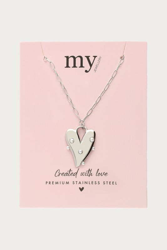 My Jewellery Necklace pearls & heart zilver MJ09242