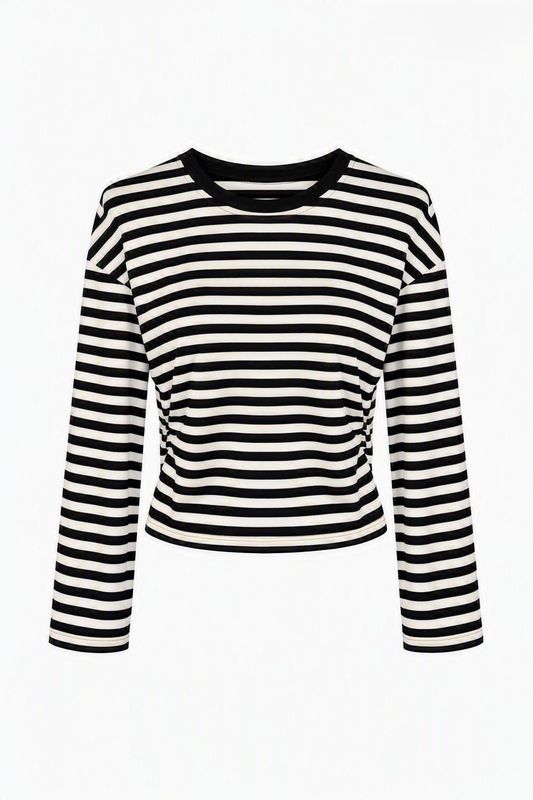 Ambika getailleerd streep l/s zwart/creme M30670