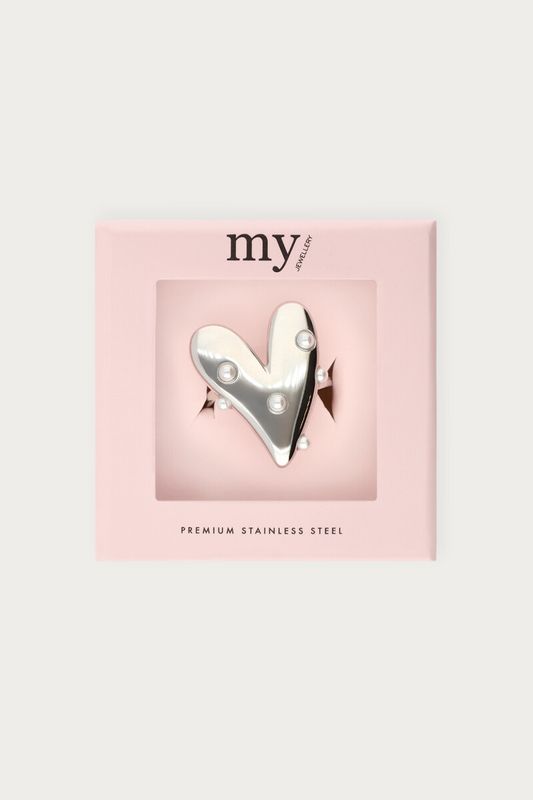 My Jewellery Ring big heart with pearls Silver MJ09319