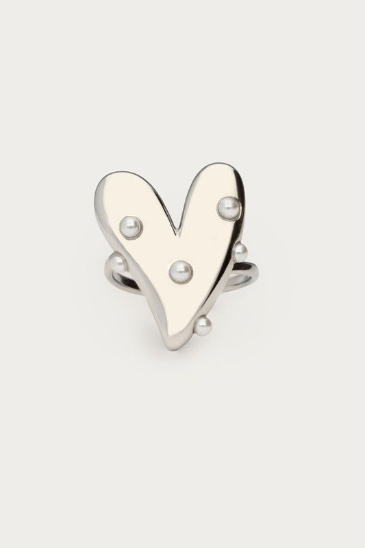 My Jewellery Ring big heart with pearls Silver MJ09319