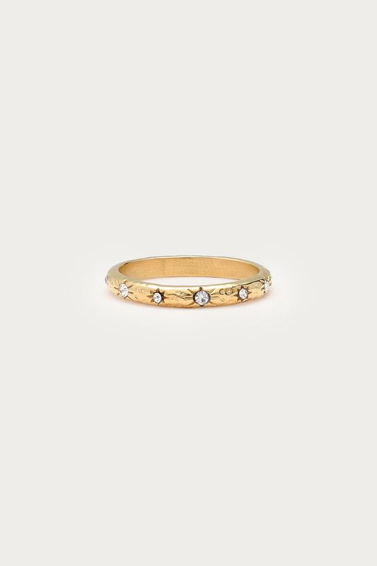 My Jewellery Ring fine hammered strass Gold MJ17039