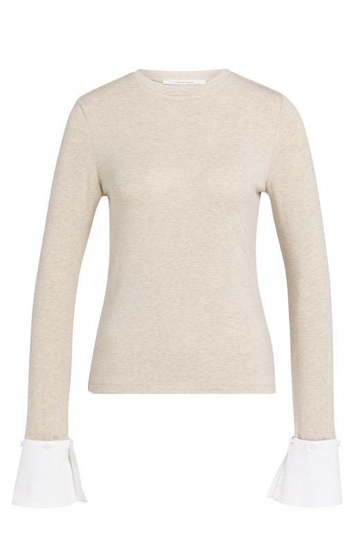 YaYa Jersey top met afneembare manc PURE CASHMERE BROWN 01-709418-609