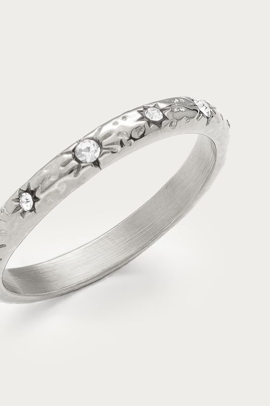 My Jewellery Ring fine hammered strass Silver MJ17039