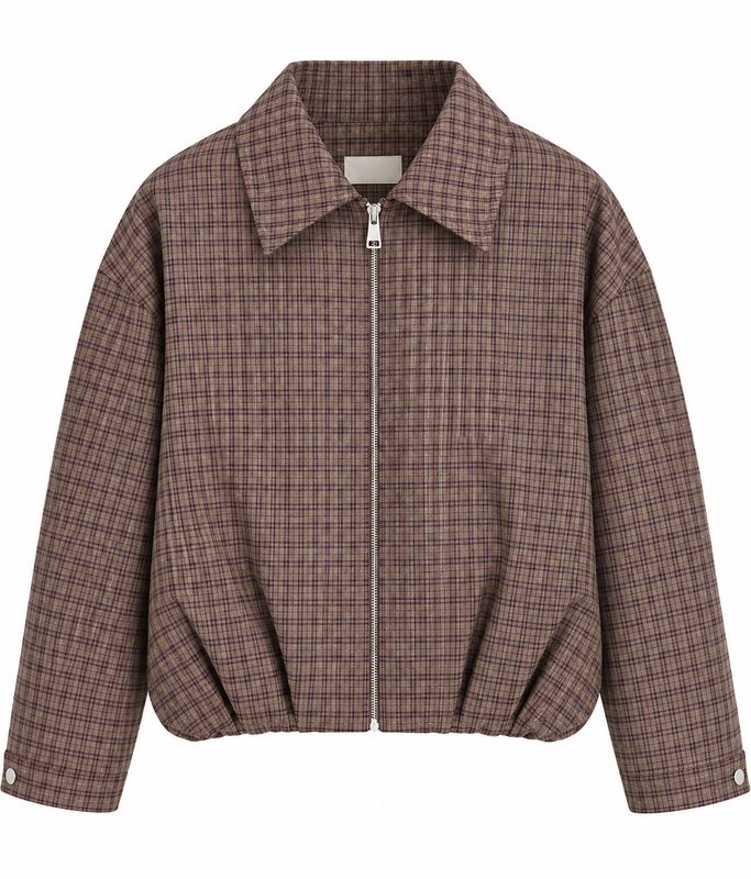 Ambika bomber jacket Coffee Blue Plaid amelia-bomber
