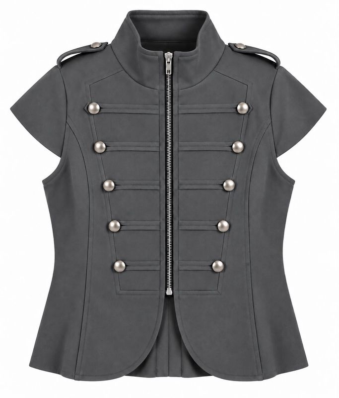 Ambika gilet met knopen grey lila 26l004