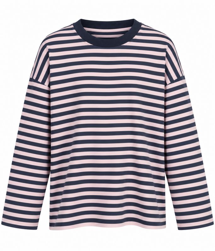 Ambika streep shirt navy roze F.1109