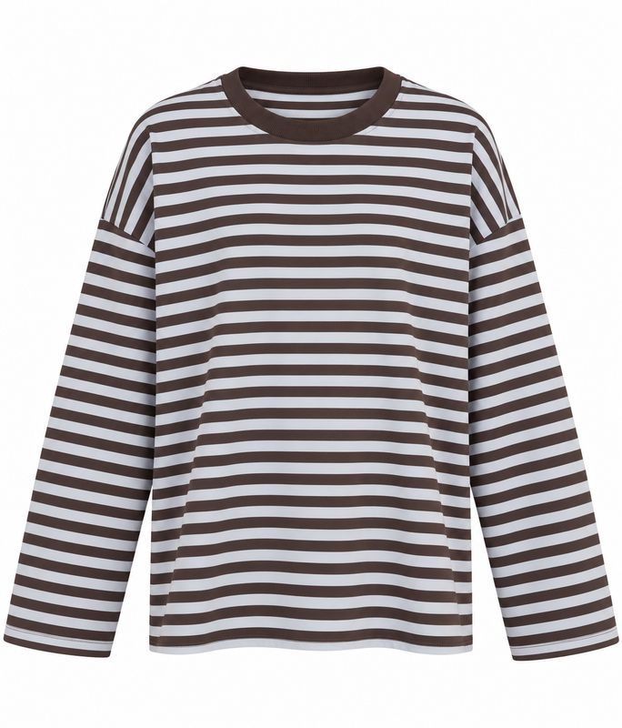 Ambika streep shirt light blue brown F.1109