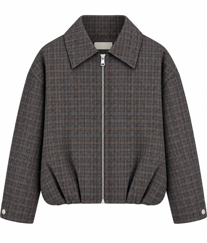 Ambika bomber jacket Blue Black Plaid amelia-bomber