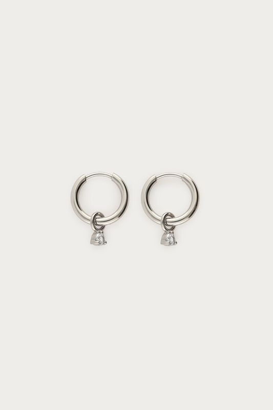 My Jewellery Earring mini hoop transparant stras Silver MJ14718