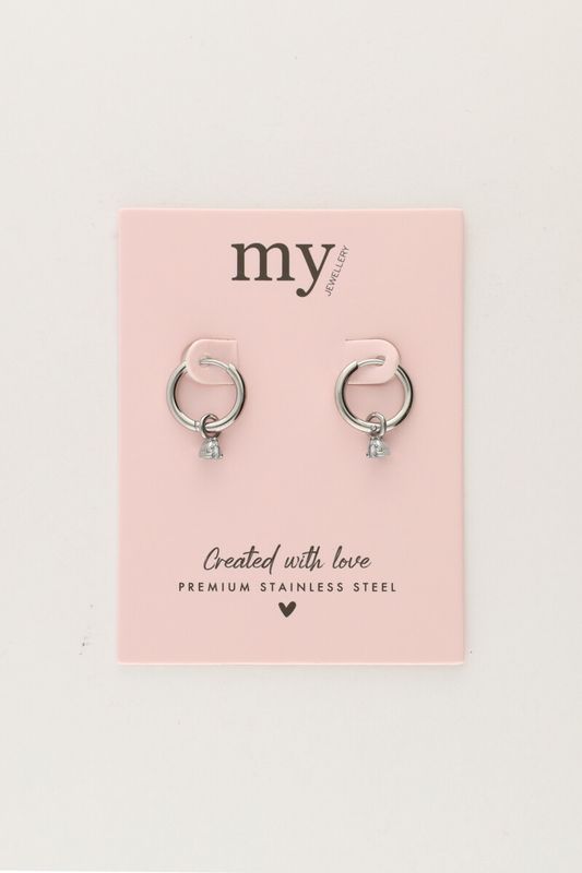 My Jewellery Earring mini hoop transparant stras Silver MJ14718