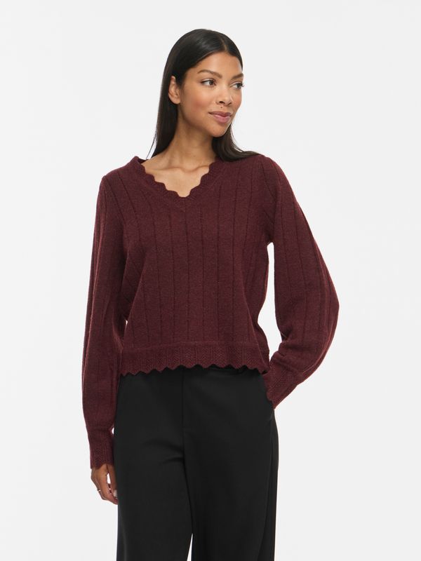 Vila VIZIRA V-NECK L/S DETAIL KNIT TOP/V: Port Royale 14117159
