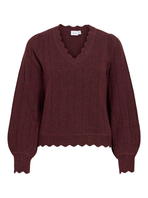 Vila VIZIRA V-NECK L/S DETAIL KNIT TOP/V: Port Royale 14117159