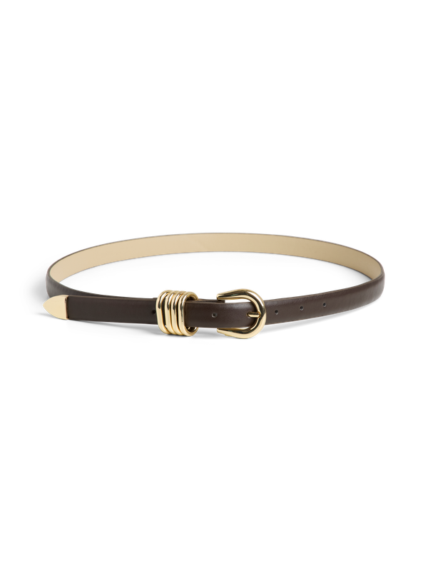 Pieces PCELVIRA JEANS BELT Chocolate Plum/Gold trim 17168576