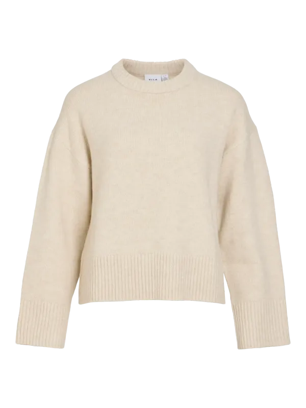 Vila VISIA L/S O-NECK KNIT PULLOVER Birch/MELANGE 14120347