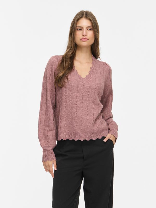 Vila VIZIRA V-NECK L/S DETAIL KNIT TOP/V: Nostalgia Rose 14117159