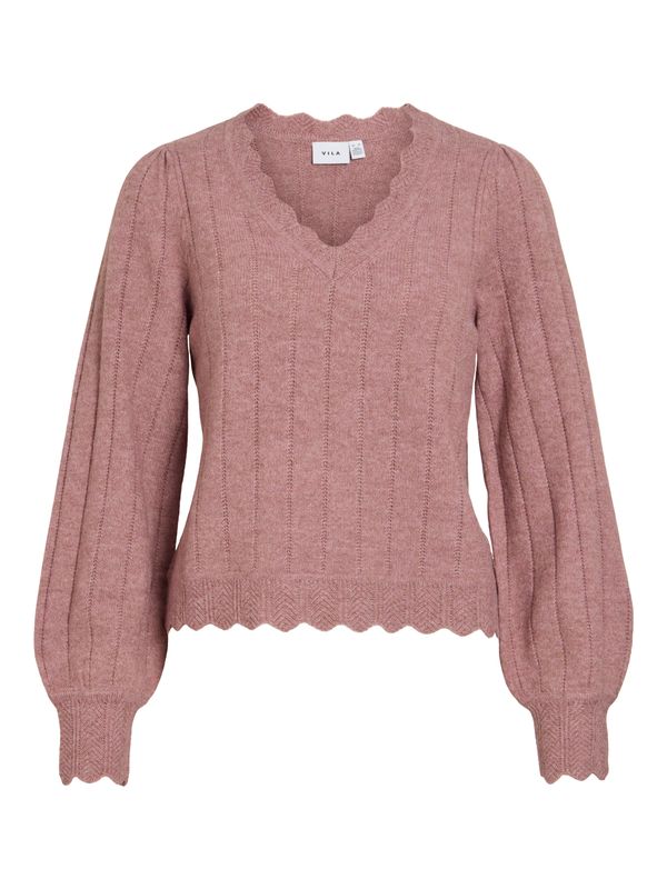 Vila VIZIRA V-NECK L/S DETAIL KNIT TOP/V: Nostalgia Rose 14117159