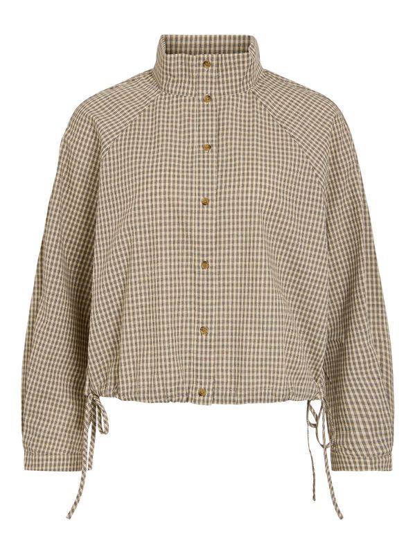Vila VISALINA L/S HIGH NECK SHIRT Birch/BLACK 14122307