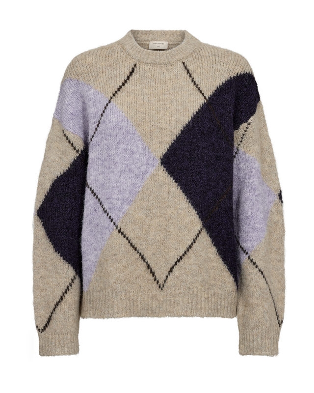 Freequent FQGRSLULU-PULLOVER Oyster Grey Mel w. Iris Mel 211714