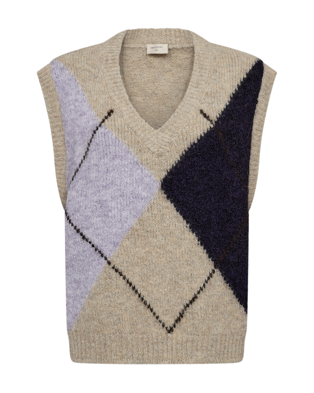 Freequent FQGRSLULU-WAISTCOAT Oyster Grey Mel w. Iris Mel 211715