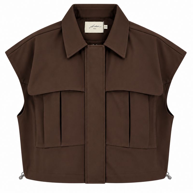 Ambika gilet met zakken coffee Kime