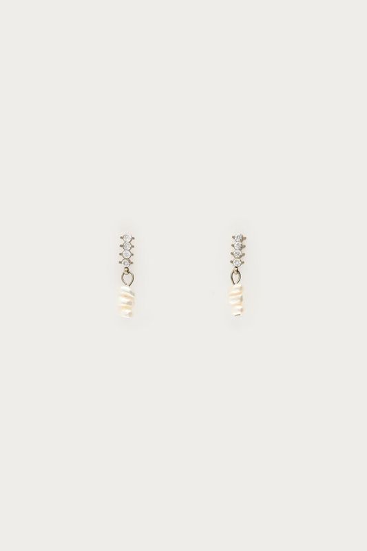 My Jewellery Earring stud strass hanger pearl Gold MJ16051