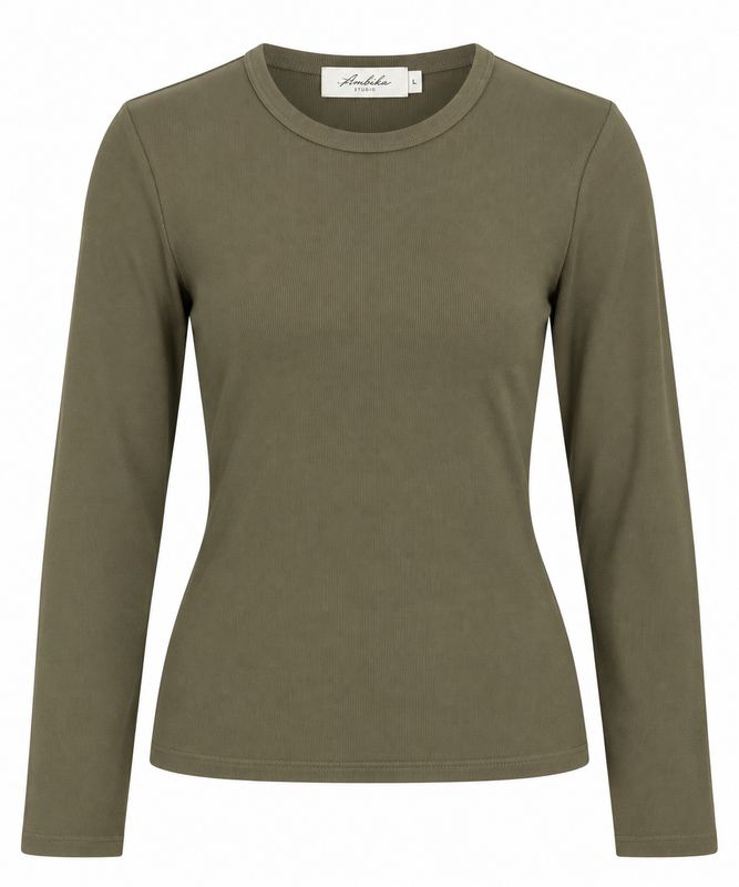 Ambika basic top l/s dark olive Ada AO55-93