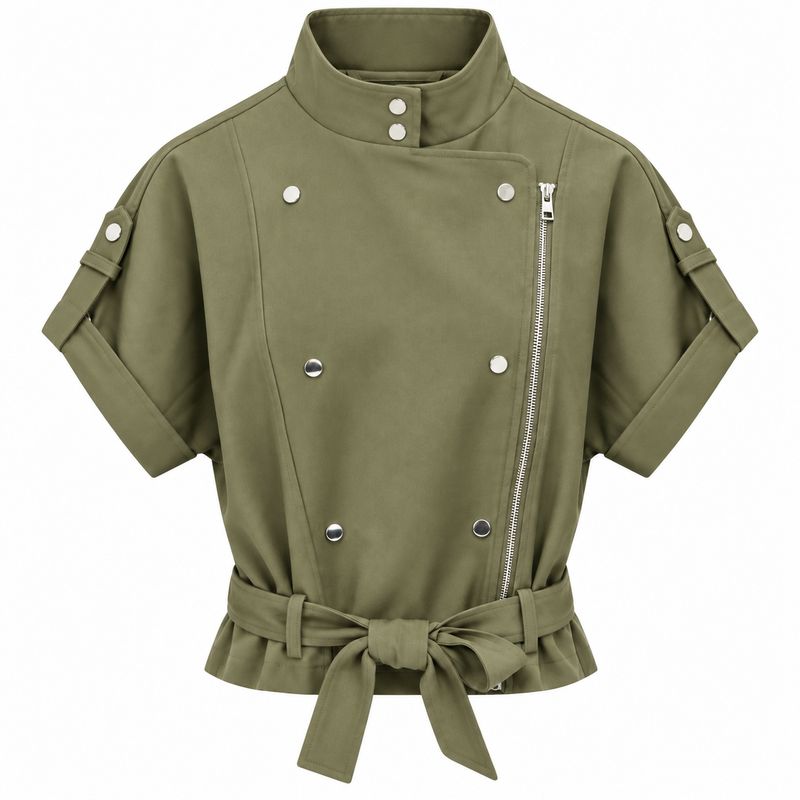 Ambika gilet met mouw en knopen green Krisje