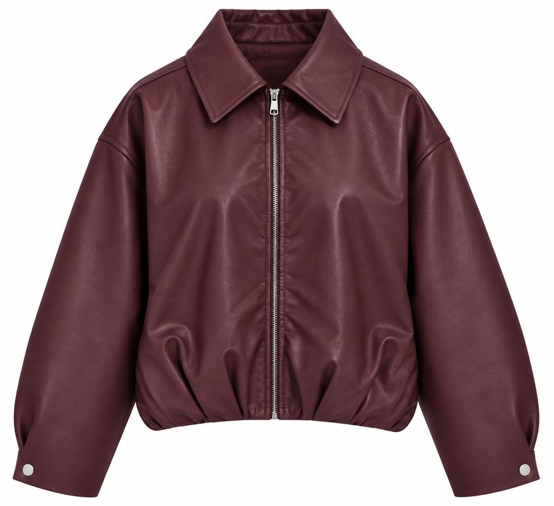 Ambika leather look jacket burgundy Amelia-leather