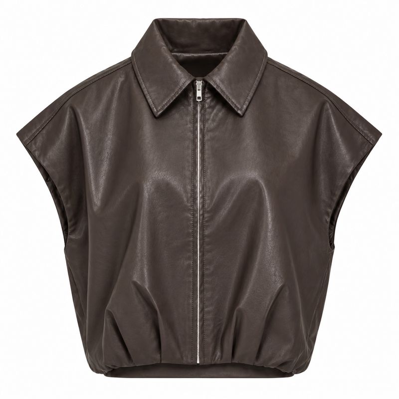 Ambika gilet pu coffee alies-26