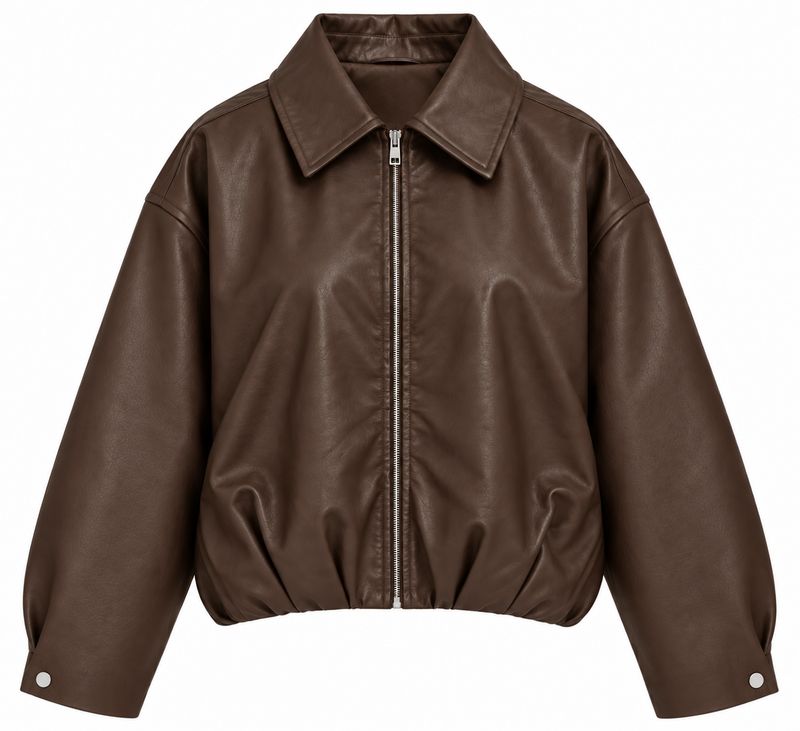 Ambika leather look jacket coffee Amelia-leather