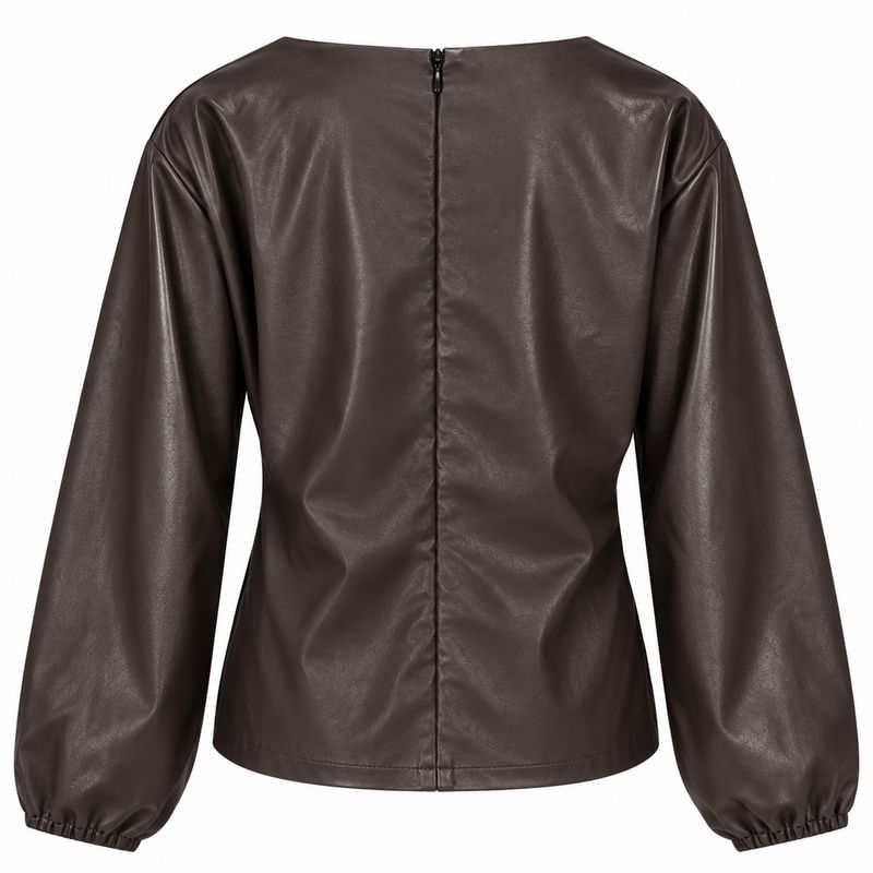 Ambika top l/s met strik coffee Kerstin