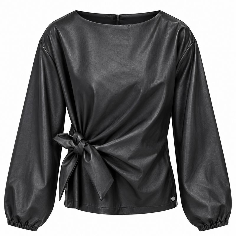 Ambika top l/s met strik black Kerstin