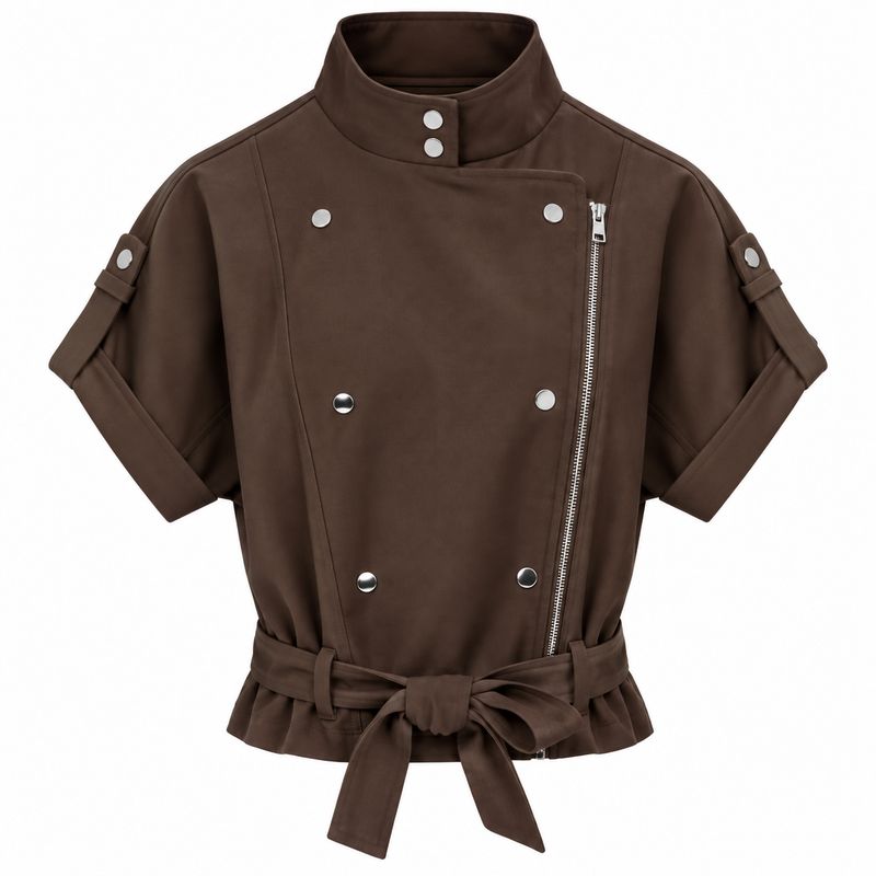 Ambika gilet met mouw en knopen coffee Krisje
