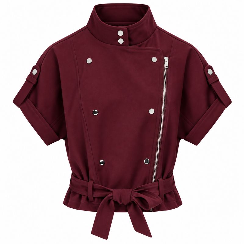 Ambika gilet met mouw en knopen plum Krisje