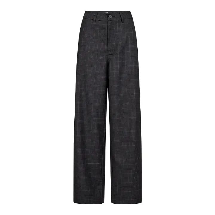 Co'couture EloraCC Check barrel pant dark grey 500307