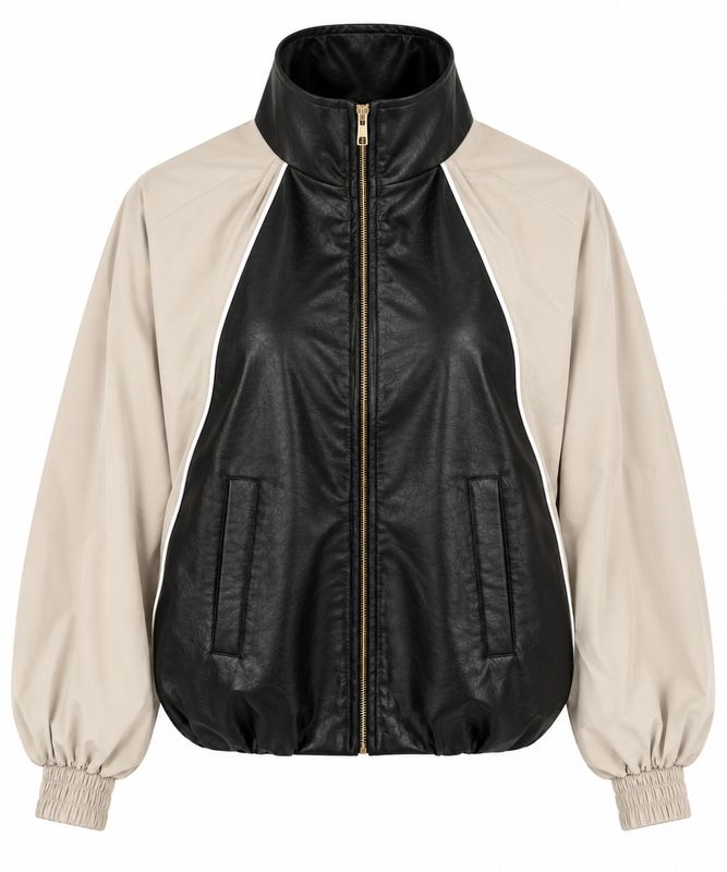 Nameless bomber met leren details black FR695605