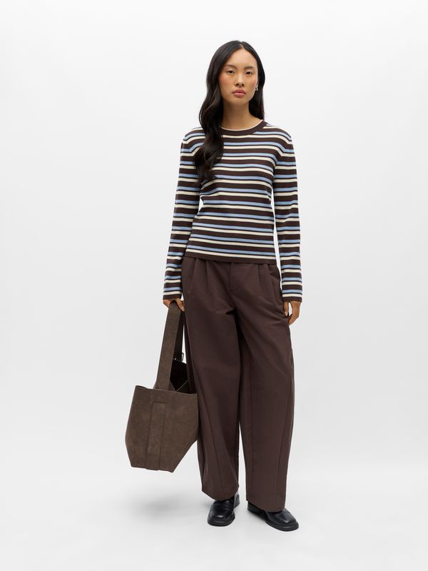 Object OBJESTER L/S RE KNIT PULLOVER NOOS Seal Brown/Serenity + birch 23050584