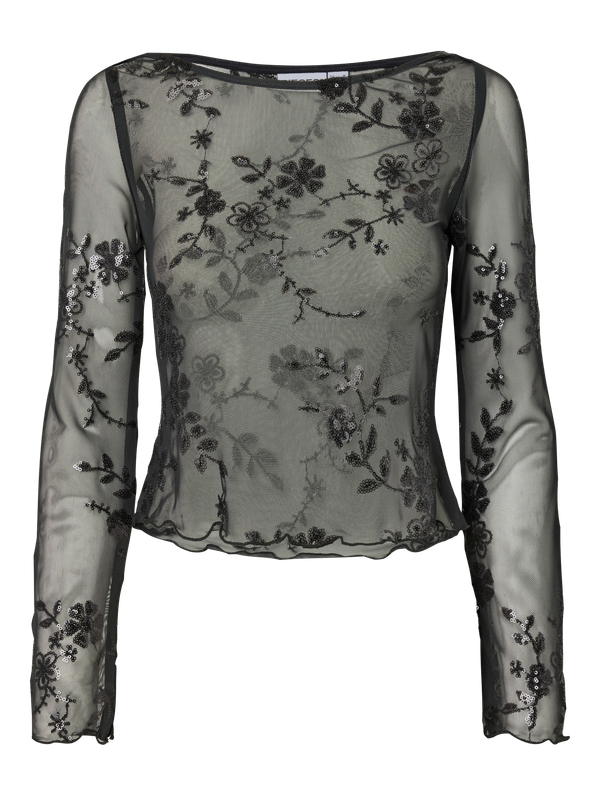 Pieces PCEVITA LS TOP JRS BC Asphalt/Dark grey sequins 17167705