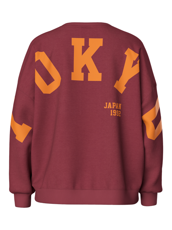 Pieces PCCHILLI FANY LS O-NECK OVER. SWEAT: Tawny Port/TOKYO 17164992